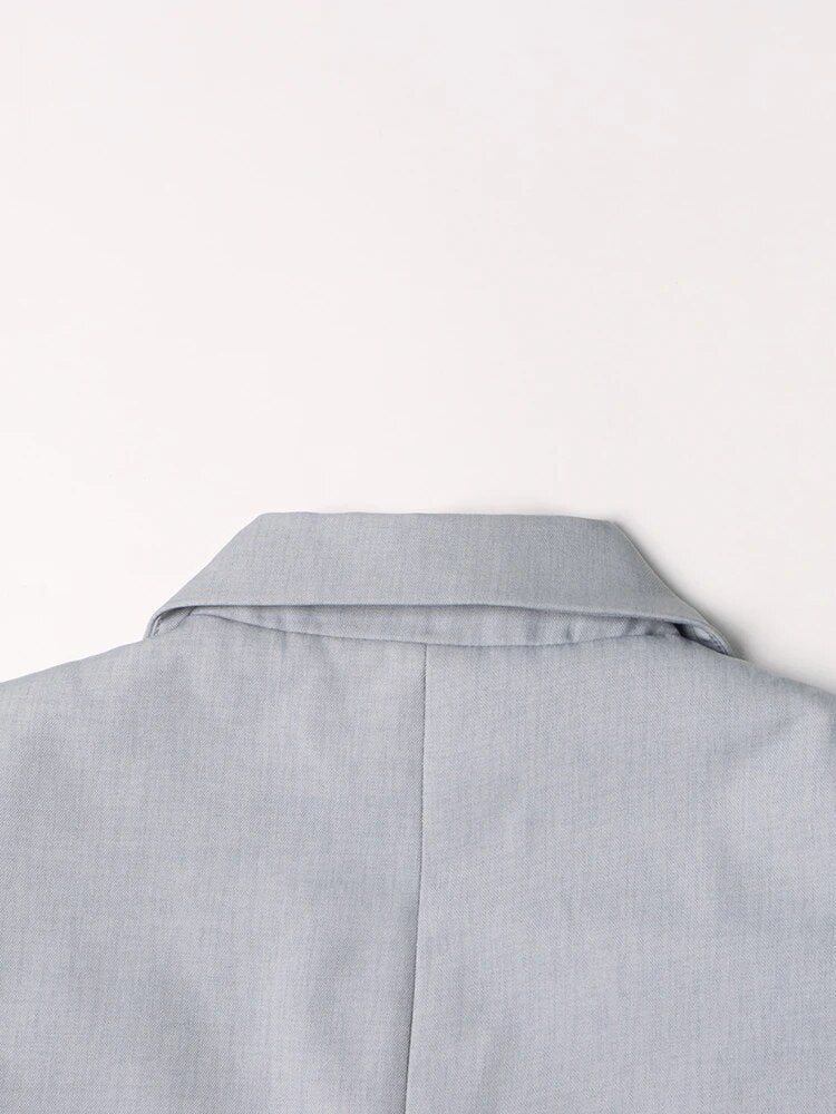 Denim Spliced Single Button Blazer - Kelly Obi New York