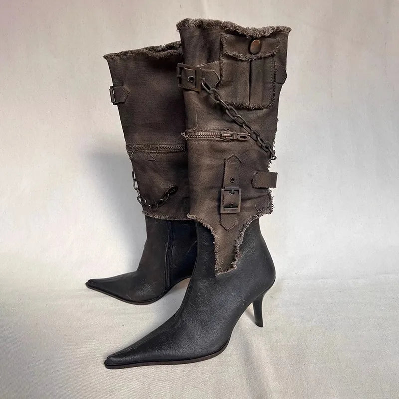 Detachable Tool Sleeve Cowboy Boots - Kelly Obi New York