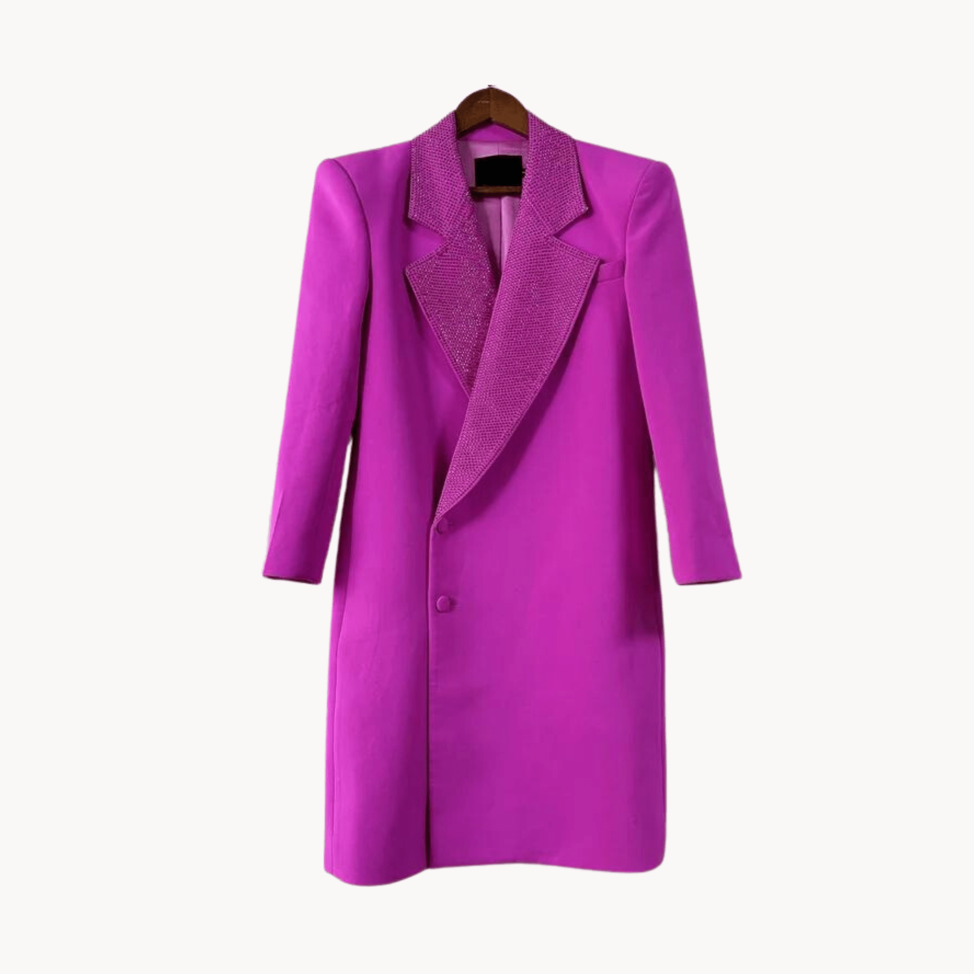 Diamond Beads Collar Long Blazer - Kelly Obi New York