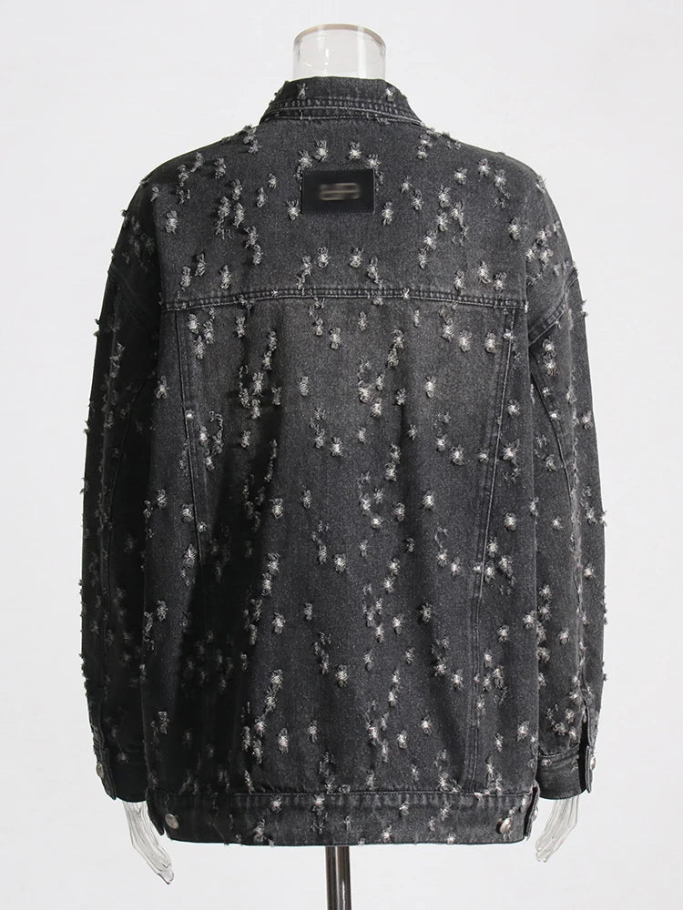 Distressed Black Denim Jacket - Kelly Obi New York