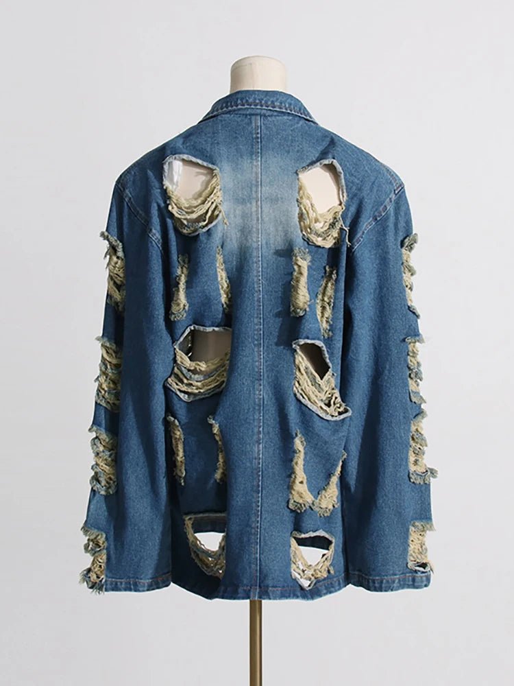 Distressed Denim Jacket+Pants Set - Kelly Obi New York