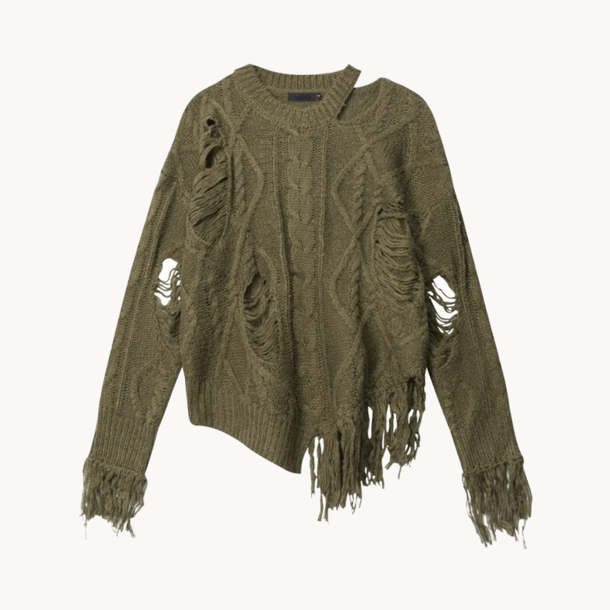 Distressed Fringe Knit Sweater - Kelly Obi New York