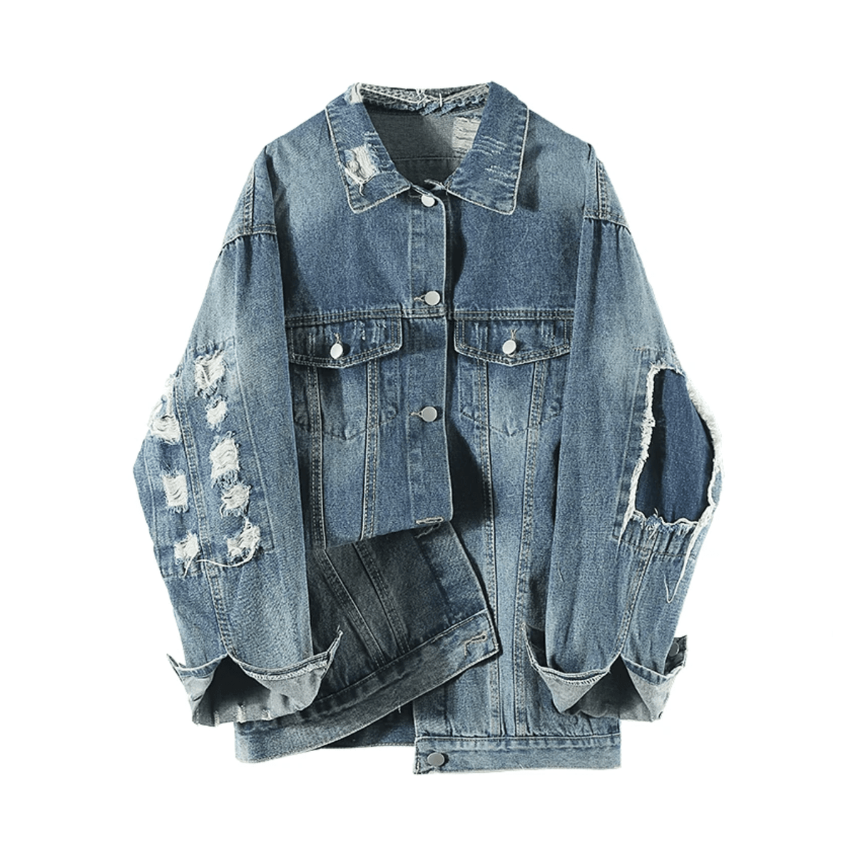 Distressed Patches Denim Jacket - Kelly Obi New York