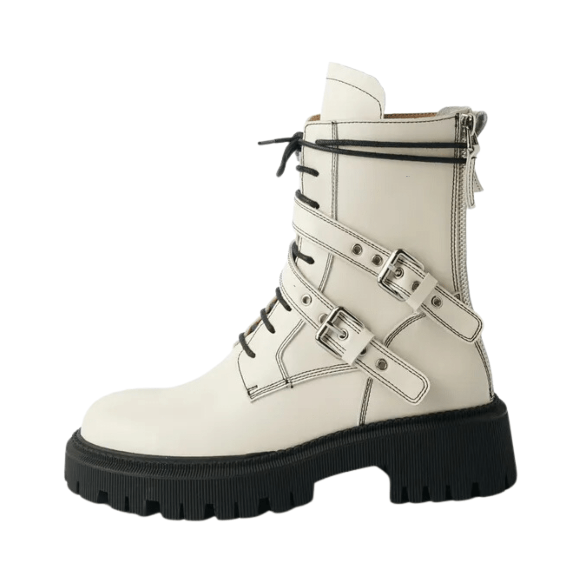 Double Buckle Leather Ankle Boots - Kelly Obi New York