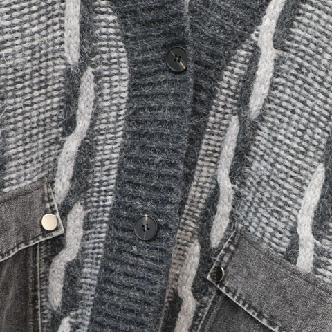 Double Denim Pockets Knit Sweater - Kelly Obi New York