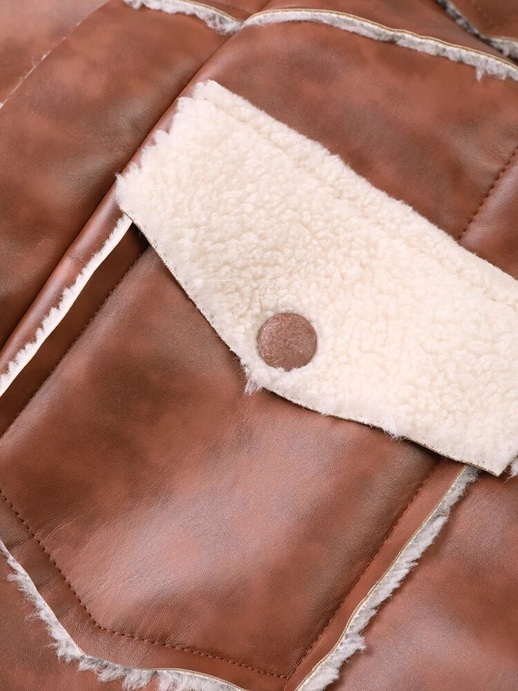 Double Layered Vegan Leather Wool Short Jacket - Kelly Obi New York