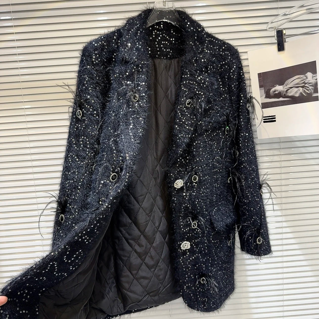 Downy Sequined Woolen Blazer - Kelly Obi New York