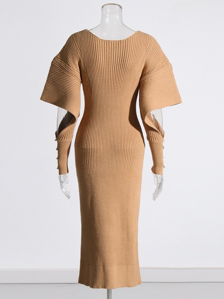 Dramatic Shoulder Knit Dress - @bosslady_life_style - Kelly Obi New York