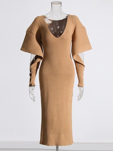 Dramatic Shoulder Knit Dress - @bosslady_life_style - Kelly Obi New York