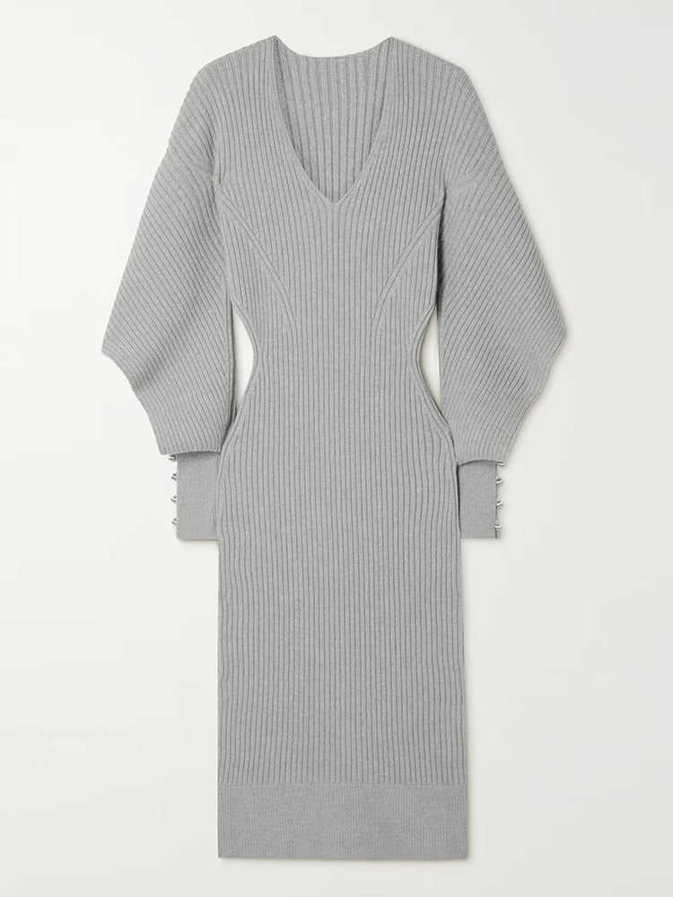 Dramatic Shoulder Knit Dress - @bosslady_life_style - Kelly Obi New York