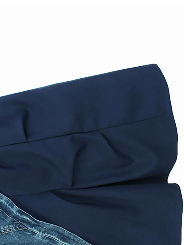 Dual Fabric Spliced Denim Skirt - Kelly Obi New York
