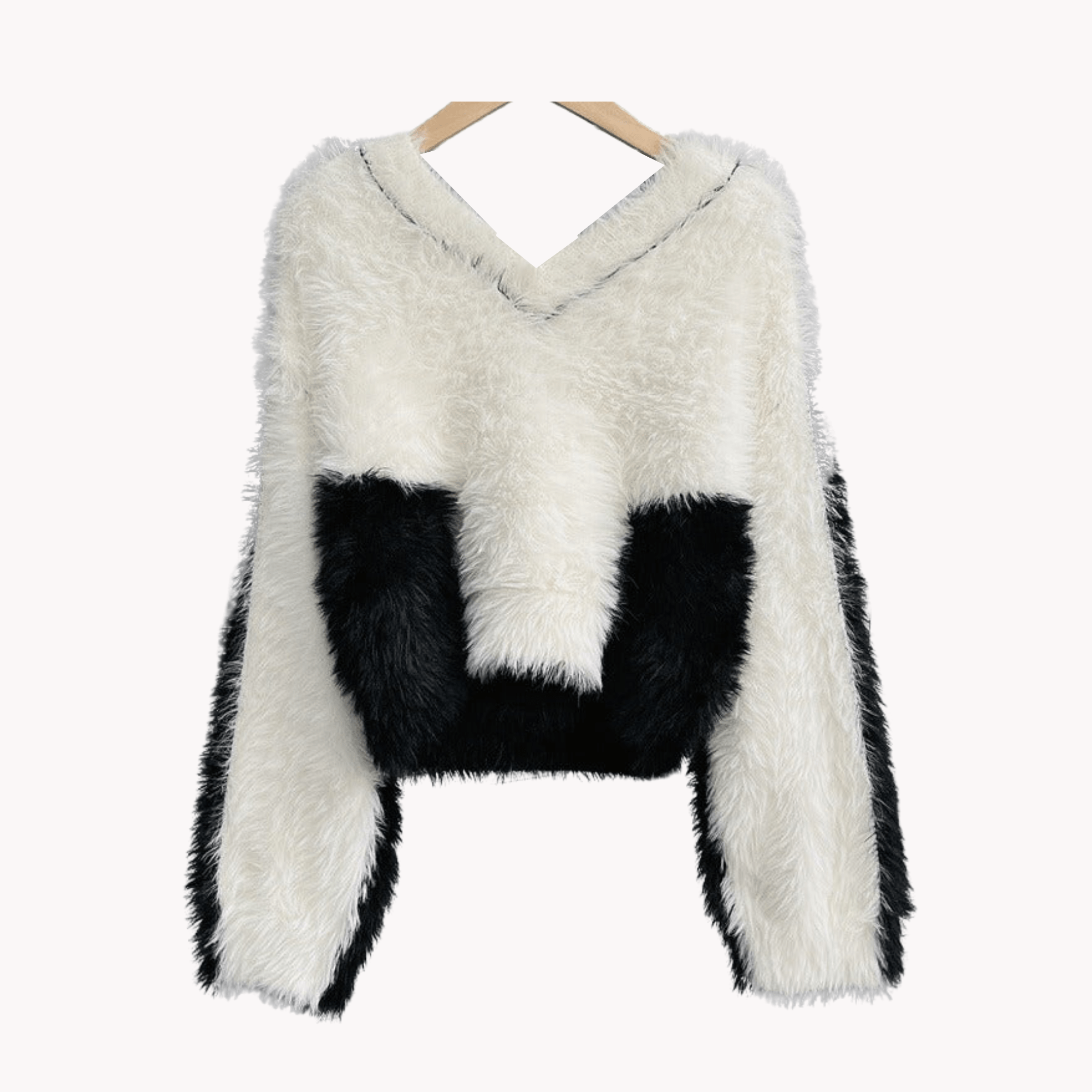 Duo Color Faux Fur Knit Sweater - Kelly Obi New York