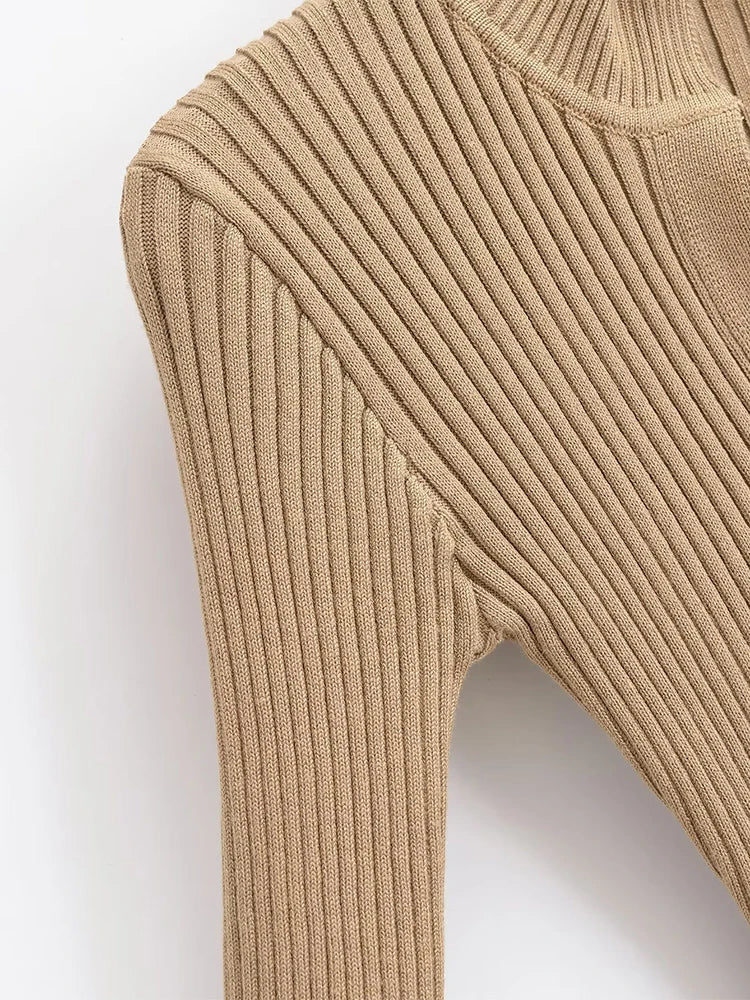 Earth Tones Bodycon Knit Dress - Kelly Obi New York