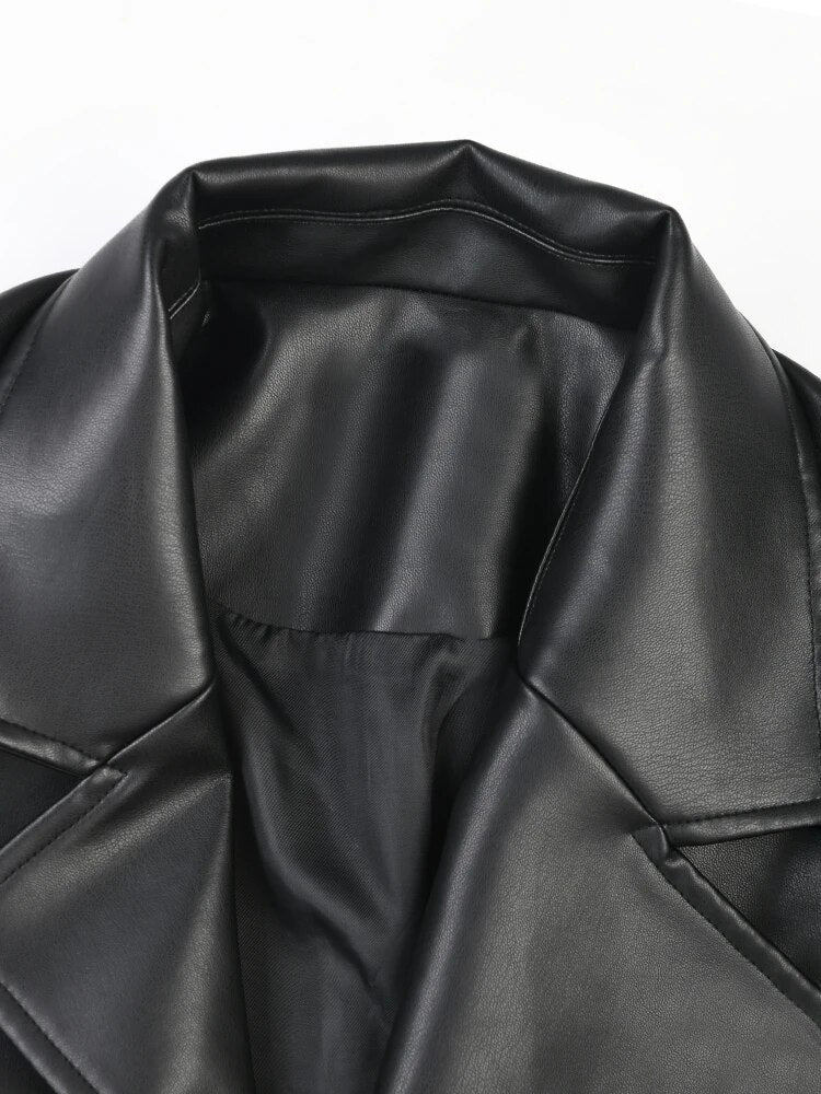 Elastic Waist Vegan Leather Jacket - Kelly Obi New York