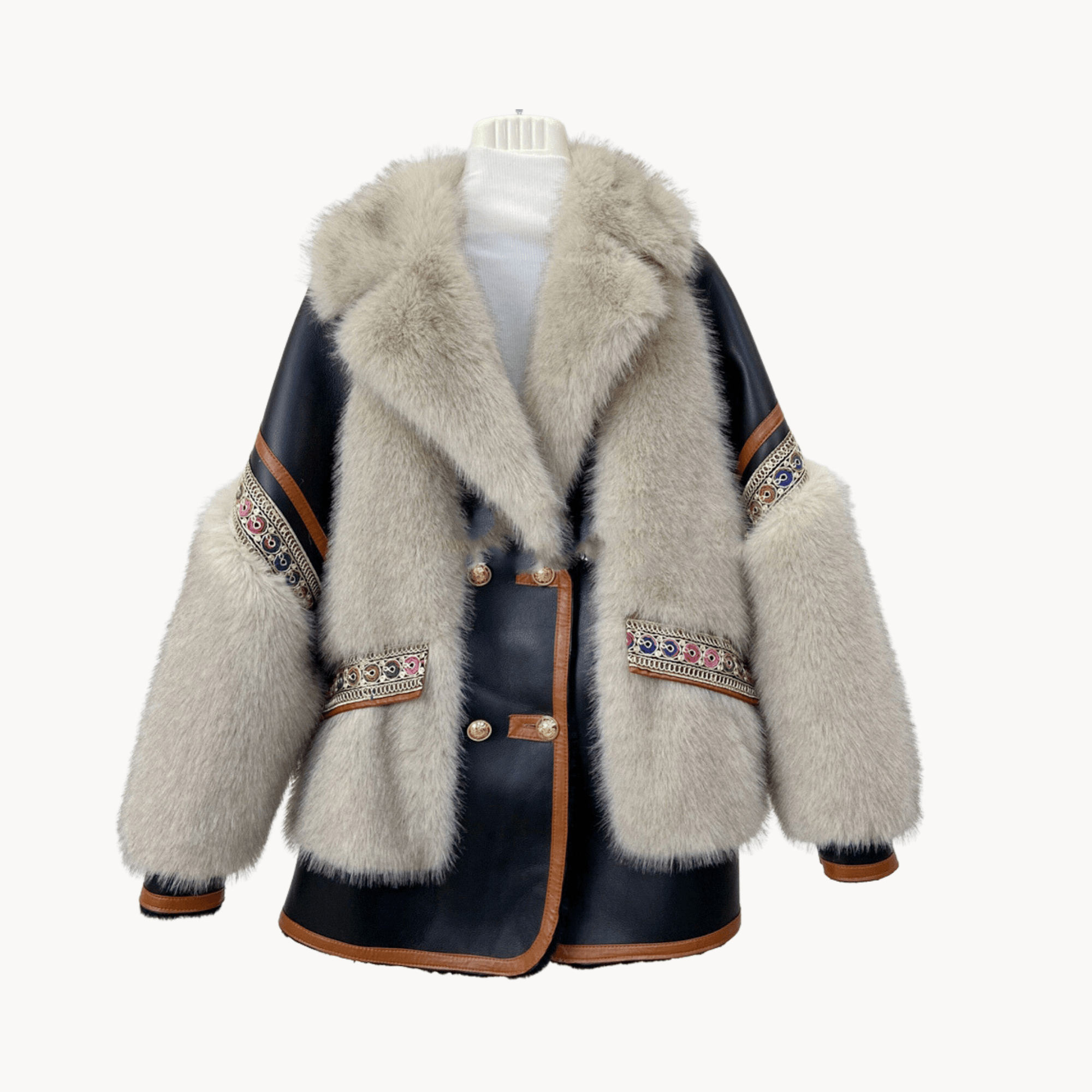 Embroidered Accents Faux Jacket - Kelly Obi New York
