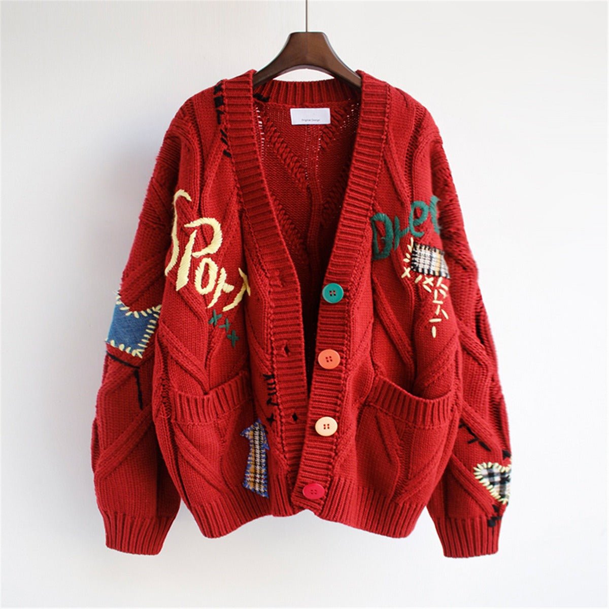 Embroidered Collage Knitted Jacket - Kelly Obi New York