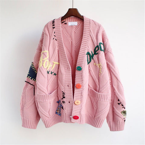 Embroidered Collage Knitted Jacket - Kelly Obi New York