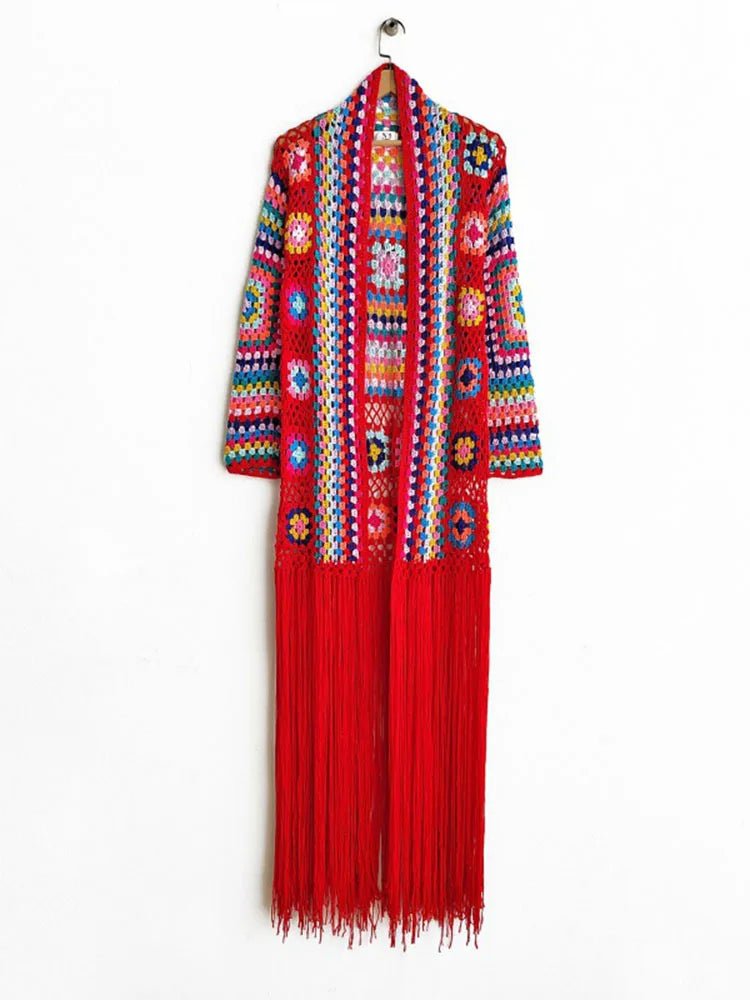 Ethnic Long Tassels Knit Cardigan - Kelly Obi New York