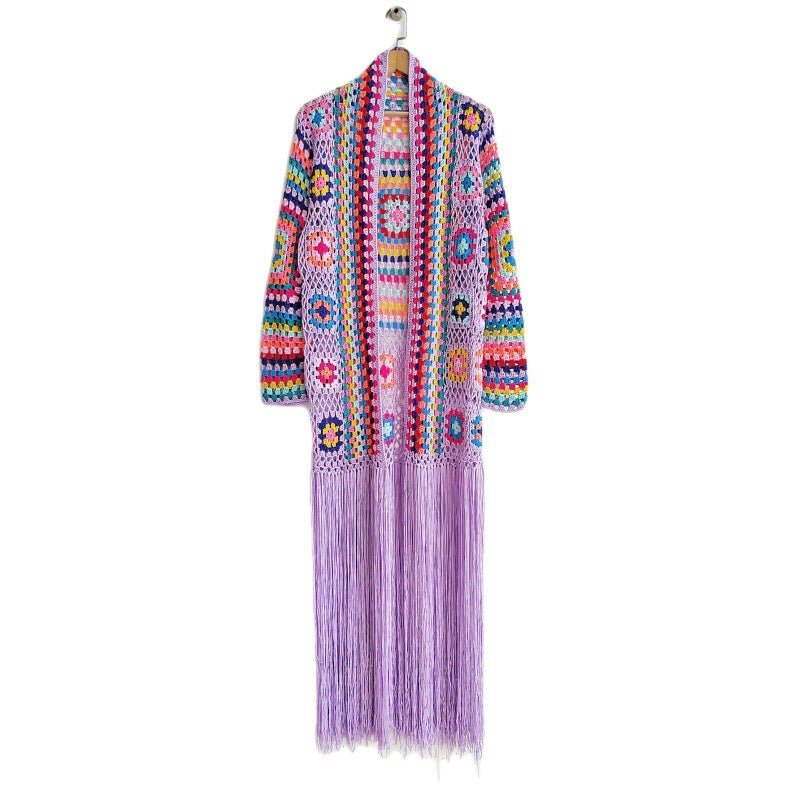 Ethnic Long Tassels Knit Cardigan - Kelly Obi New York