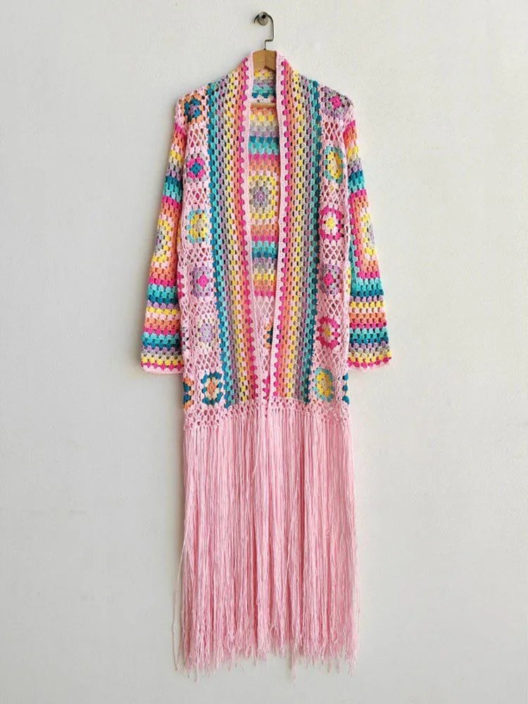 Ethnic Long Tassels Knit Cardigan - Kelly Obi New York