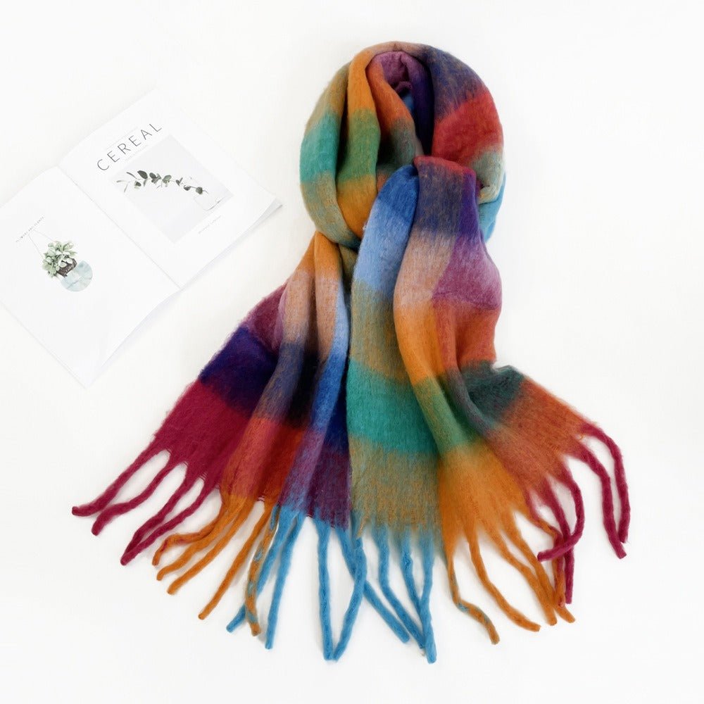 Faux Cashmere Plaid Tassel Scarf - Kelly Obi New York