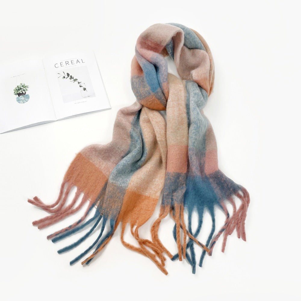 Faux Cashmere Plaid Tassel Scarf - Kelly Obi New York