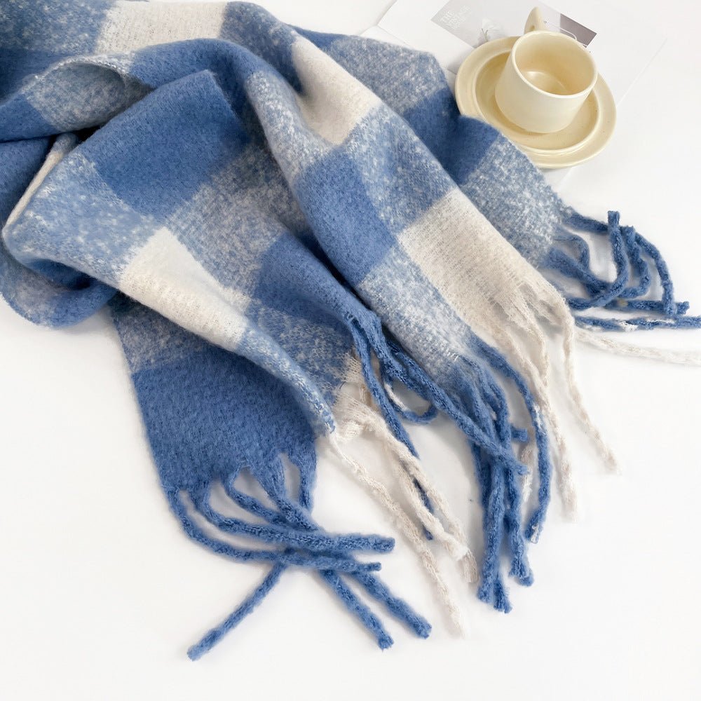 Faux Cashmere Plaid Tassel Scarf - Kelly Obi New York