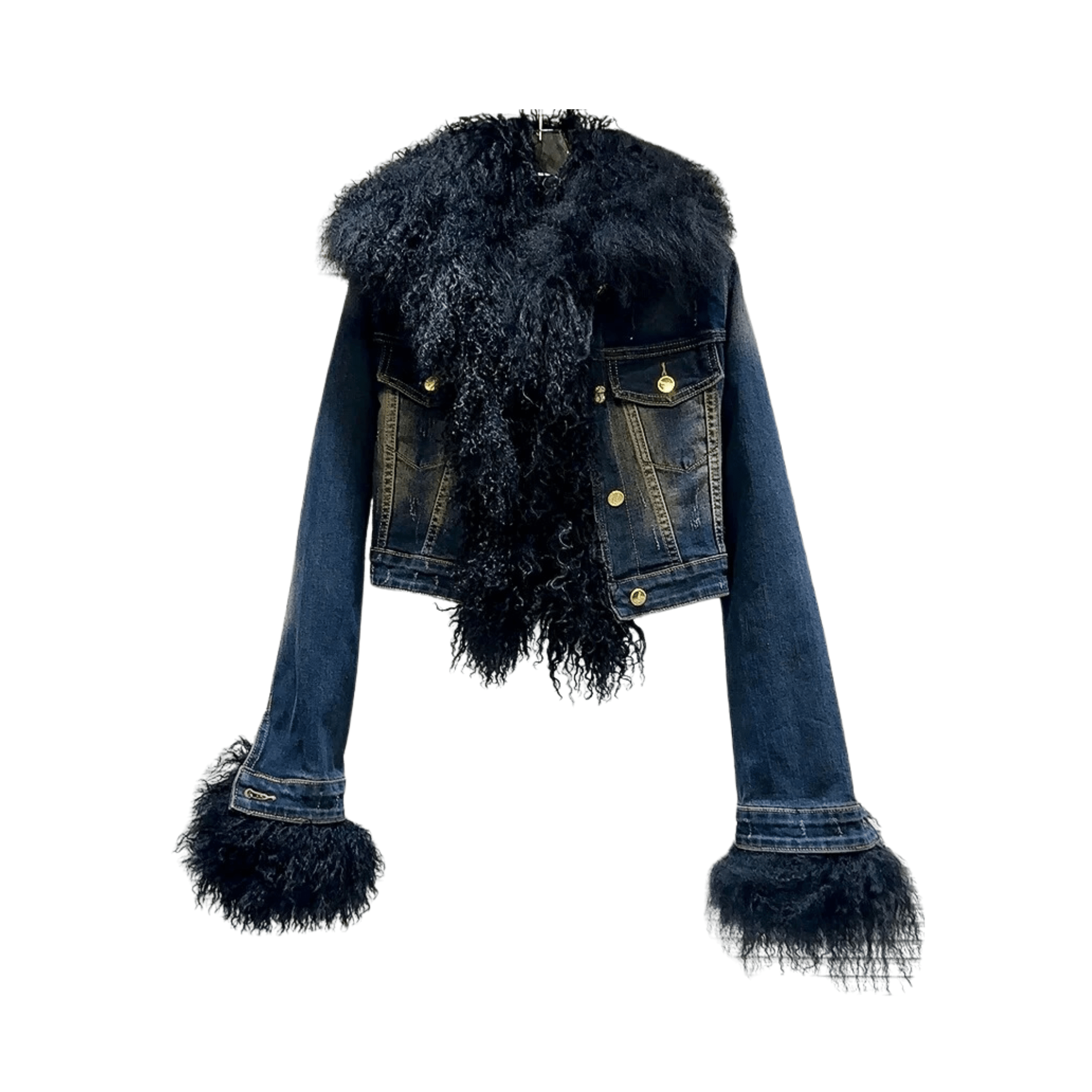 Faux Fur Lined Denim Jacket - Kelly Obi New York