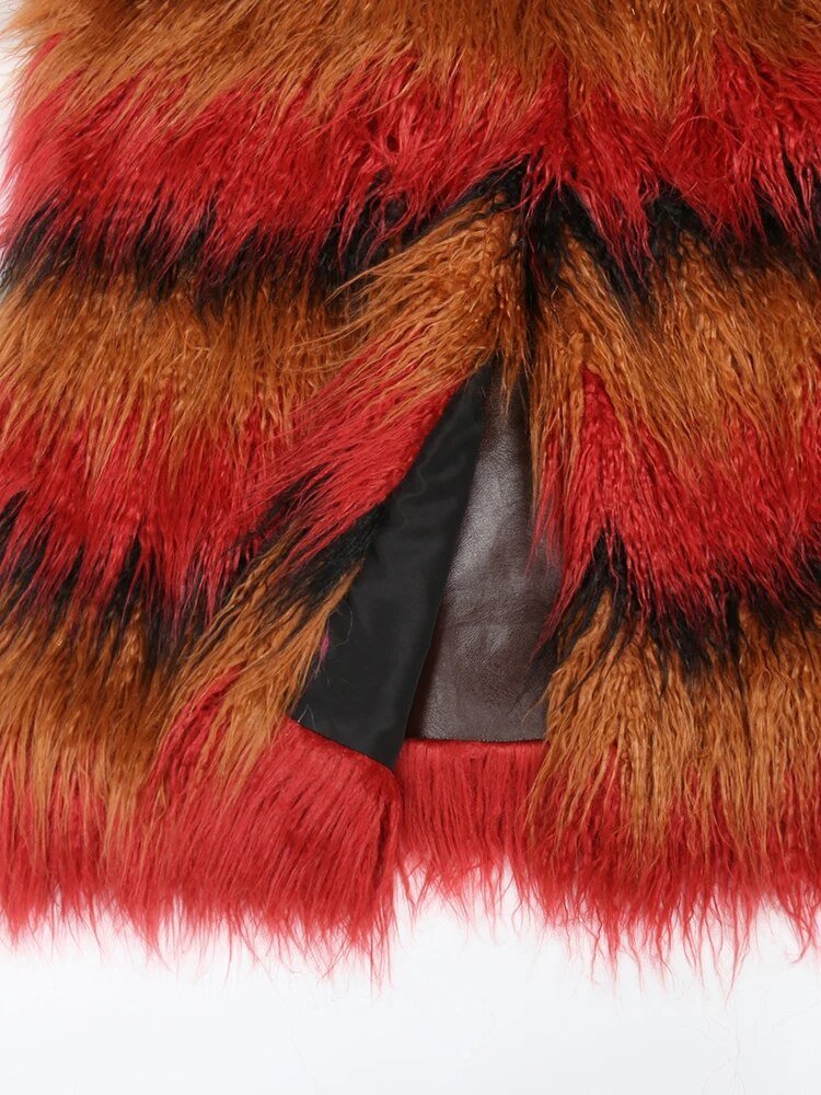 Faux Fur Oversized Coat with Leather Belt - Kelly Obi New York