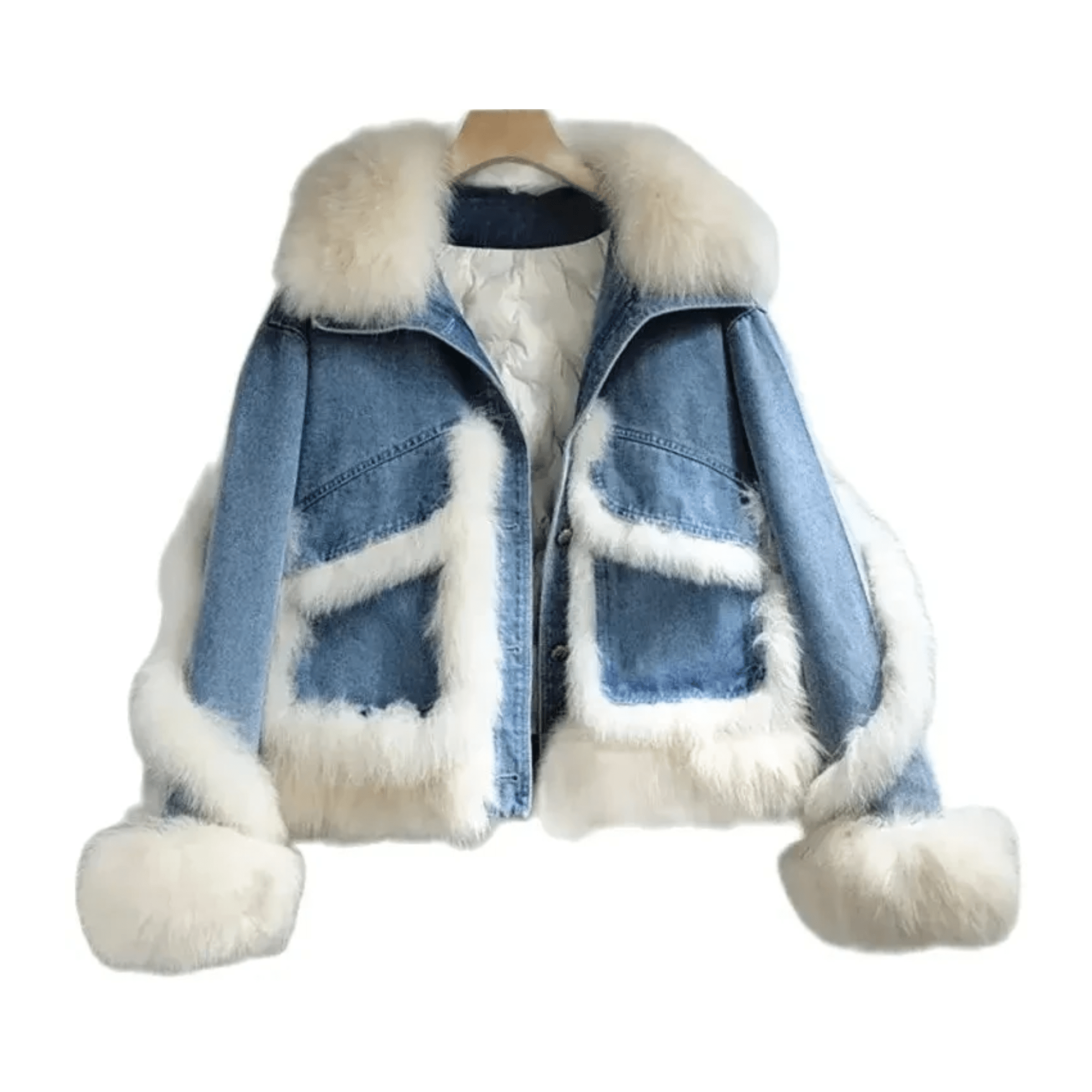 Faux Fur Padded Denim Jacket - Kelly Obi New York