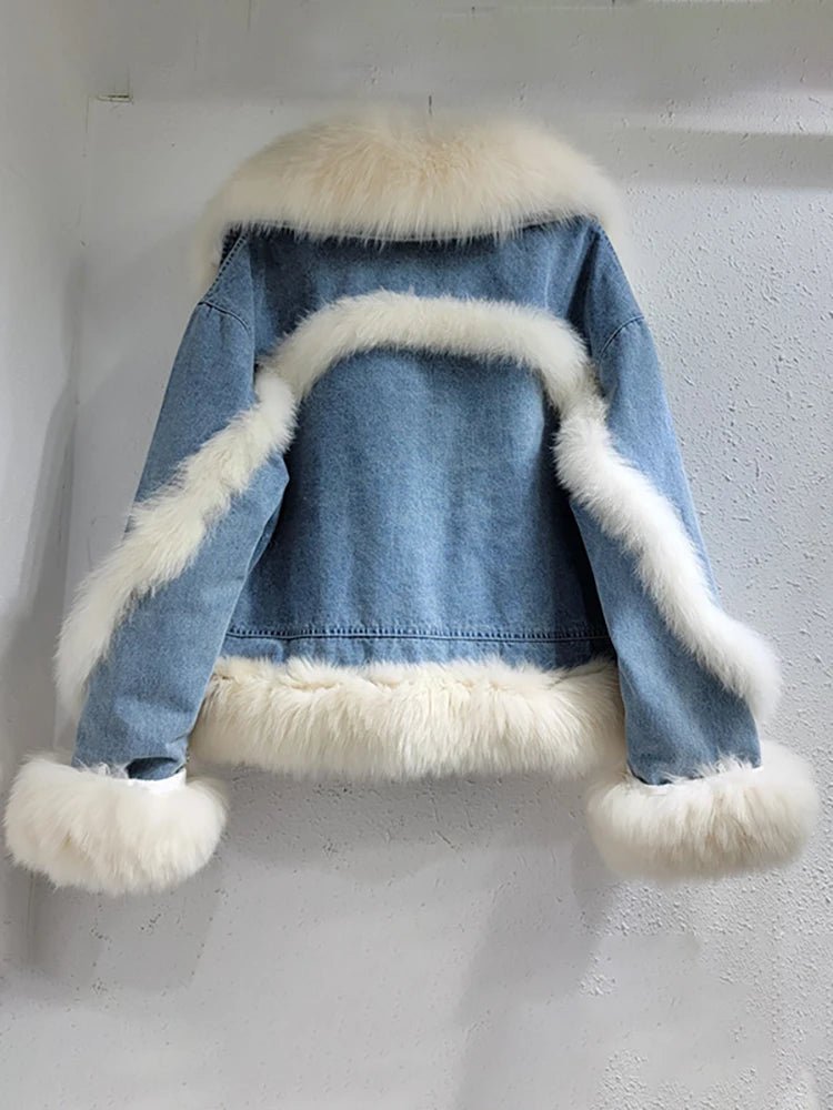 Faux Fur Padded Denim Jacket - Kelly Obi New York