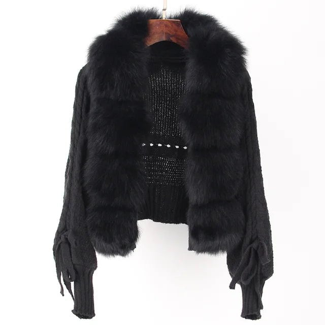 Faux Fur Patchwork Knit Jacket - Kelly Obi New York