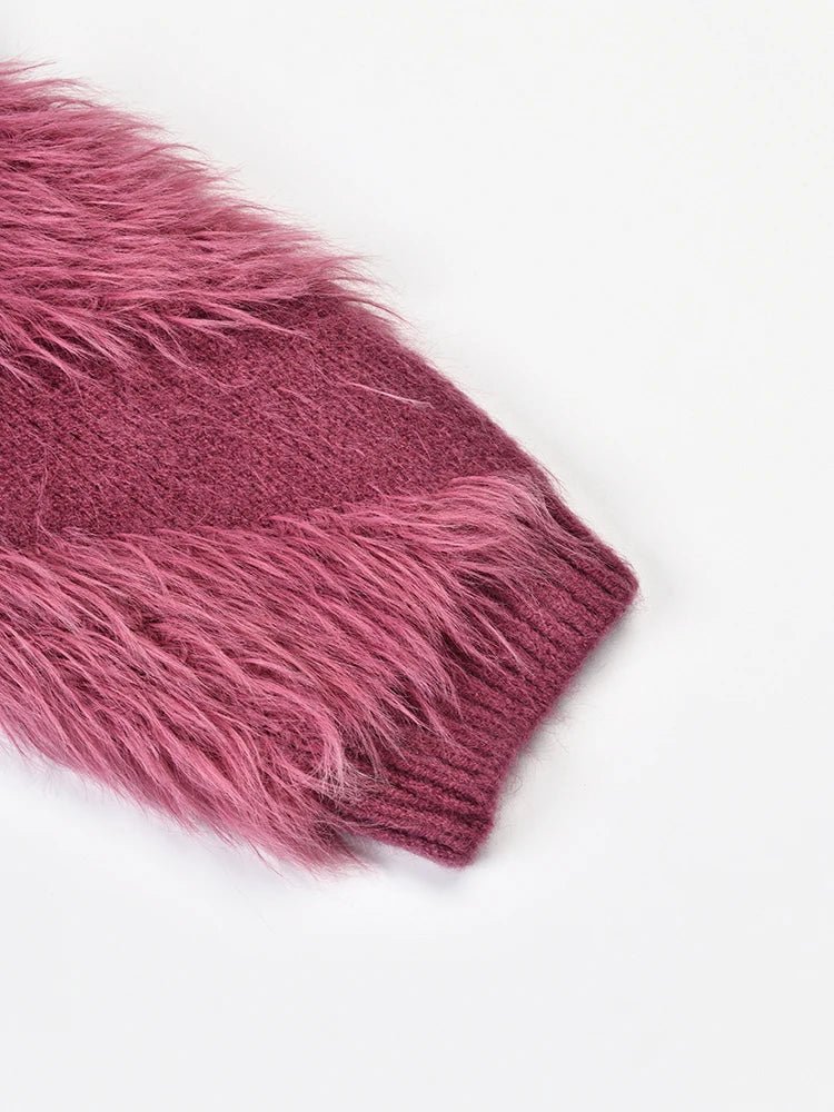 Faux Fur Patchwork Knit Sweater - Kelly Obi New York