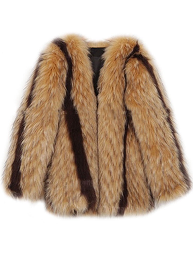Faux Fur Stripe Coat - Kelly Obi New York