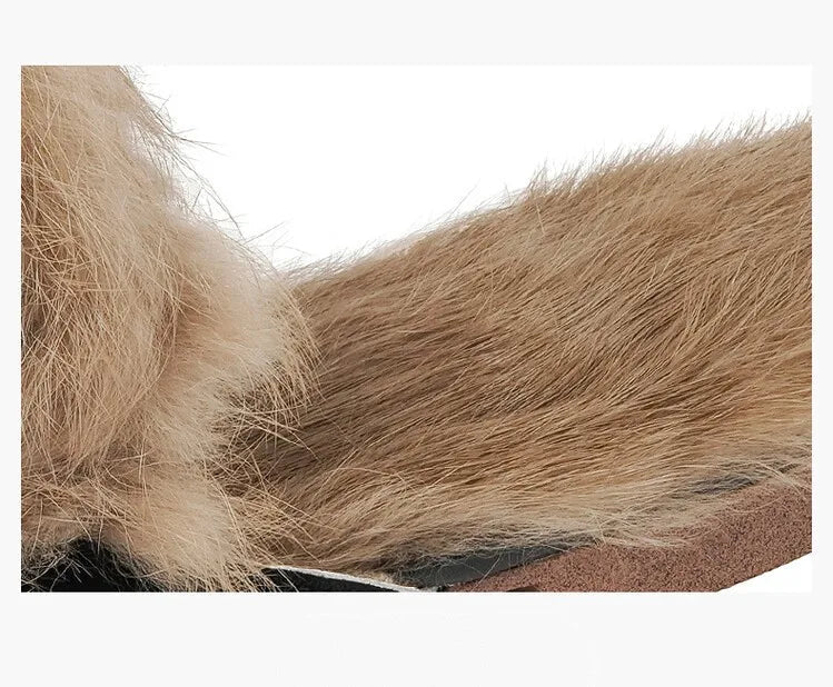 Faux Fur Suede Flat Mules - Kelly Obi New York