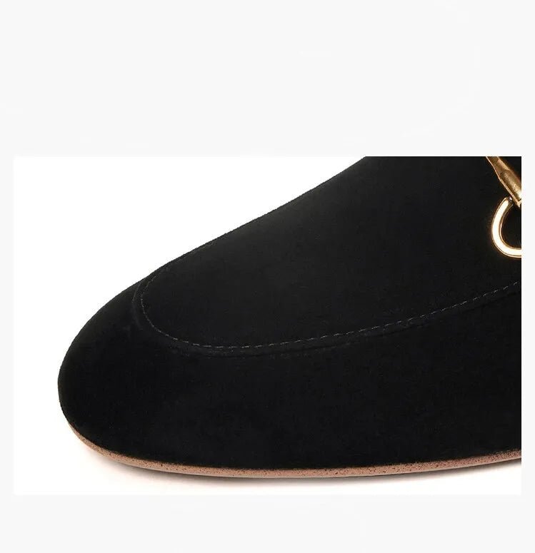 Faux Fur Suede Flat Mules - Kelly Obi New York