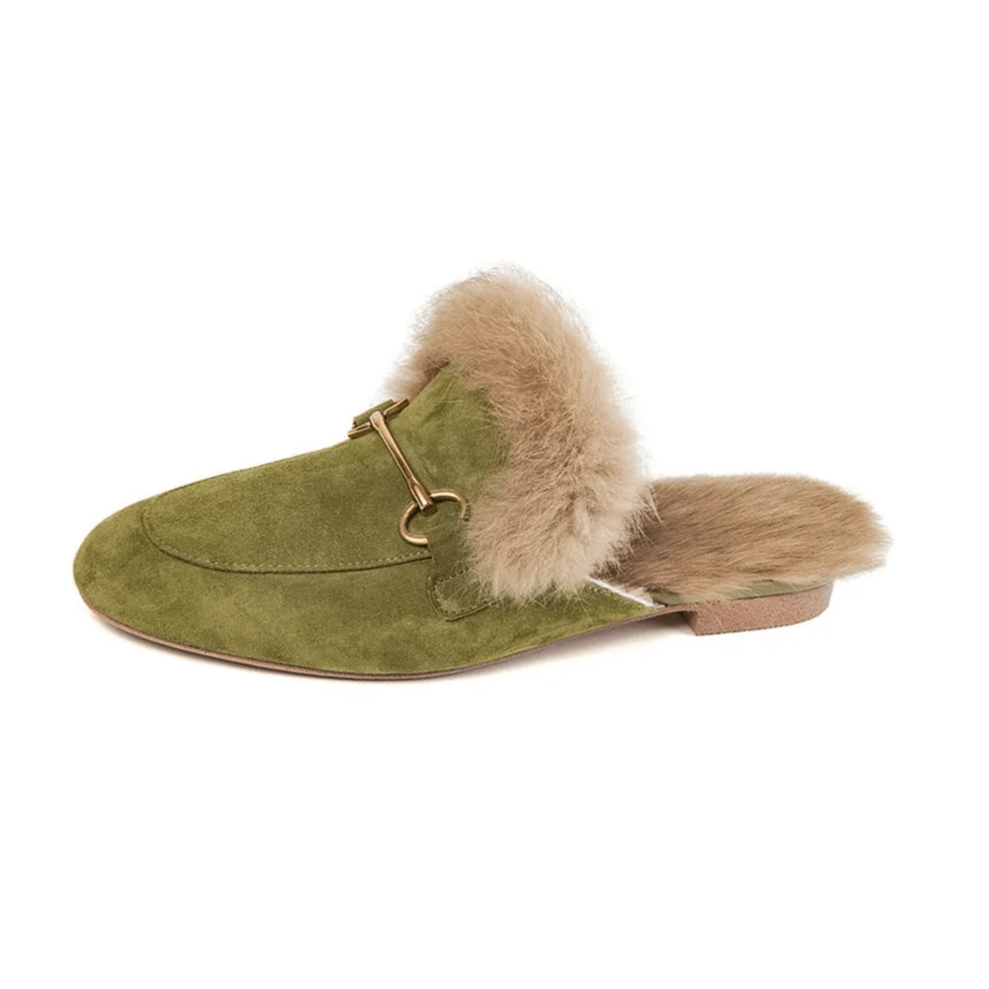 Faux Fur Suede Flat Mules - Kelly Obi New York