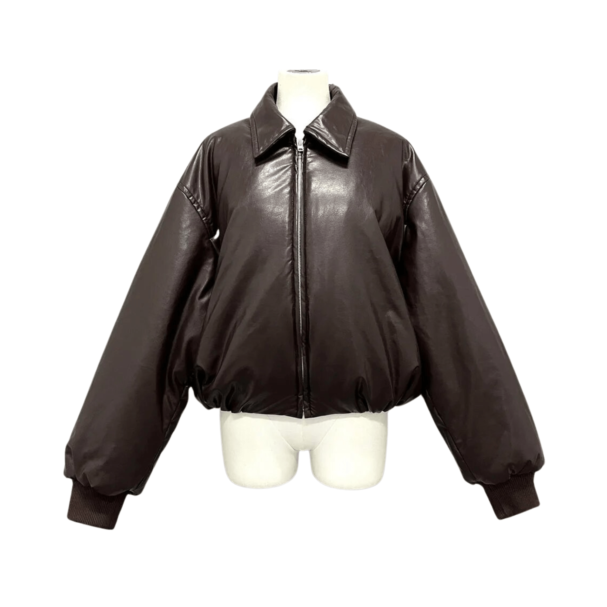 Faux Leather Zip-Up Warm Jacket - Kelly Obi New York