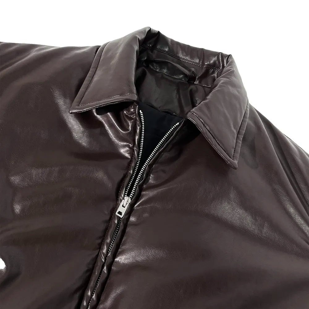 Faux Leather Zip-Up Warm Jacket - Kelly Obi New York