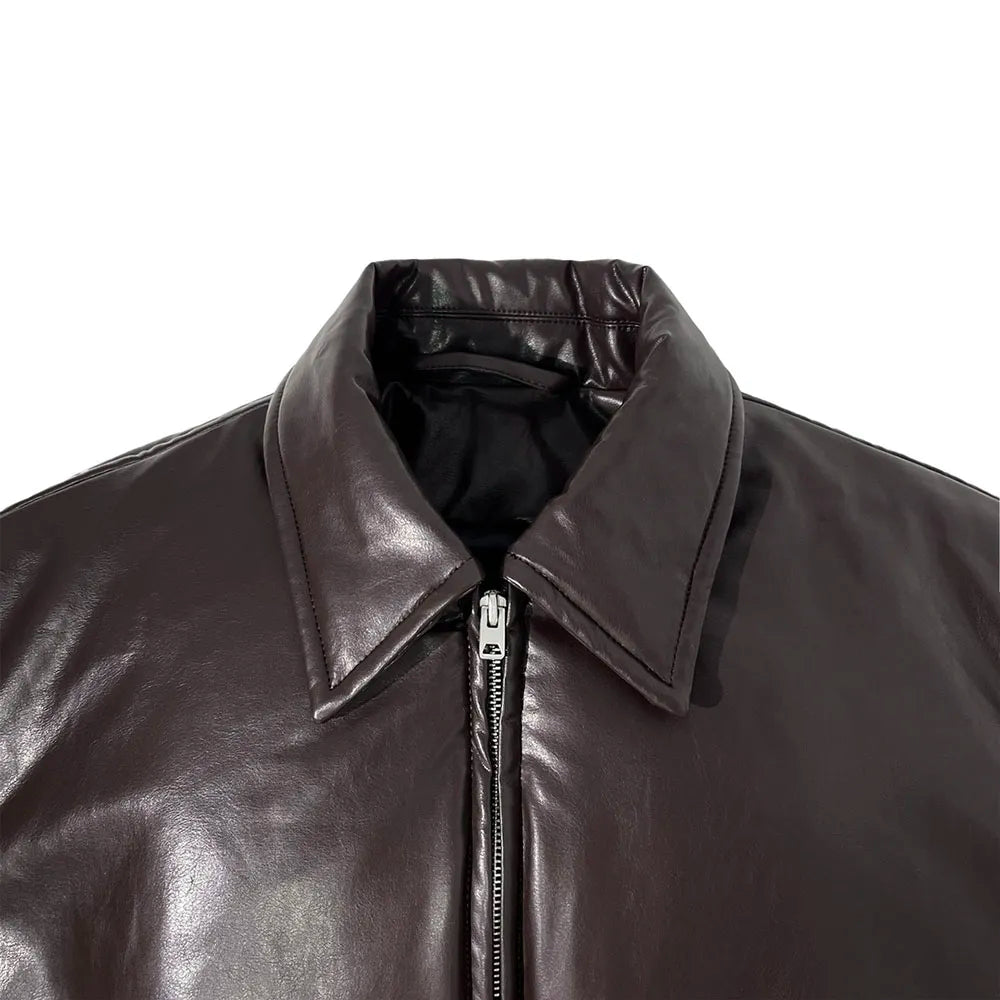 Faux Leather Zip-Up Warm Jacket - Kelly Obi New York