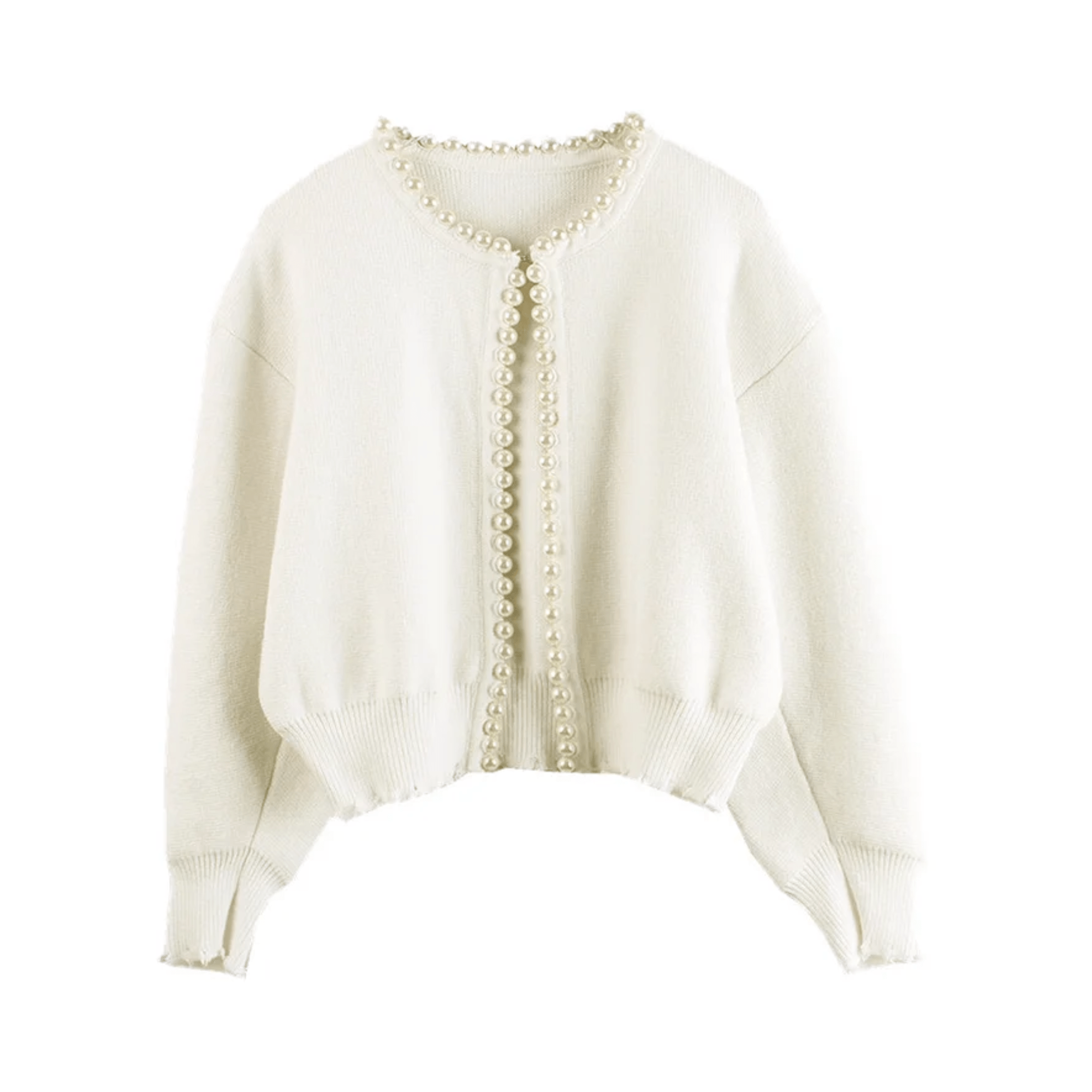 Faux Pearls Knitted Jacket - Kelly Obi New York