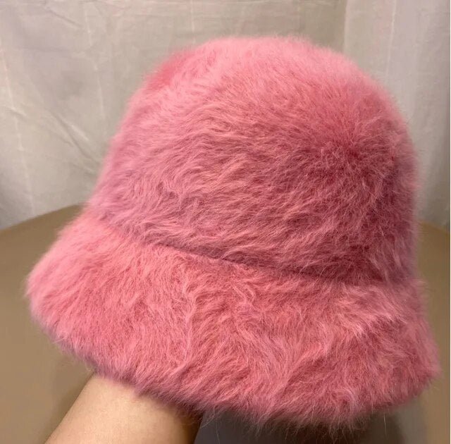 Faux Rabbit Fur Bucket Hat - Kelly Obi New York