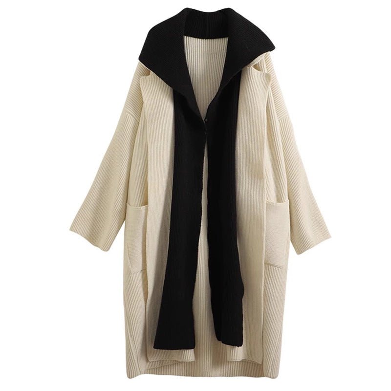 Faux Two-Piece Belted Knit Coat - Kelly Obi New York