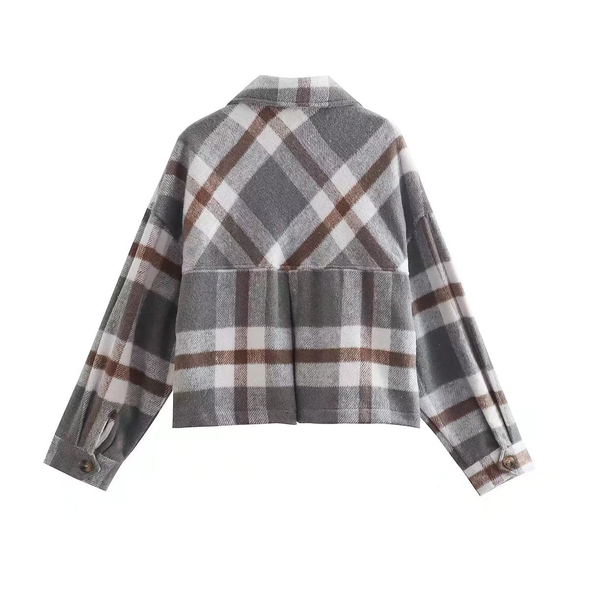 Flap Pockets Plaid Short Jacket - Kelly Obi New York