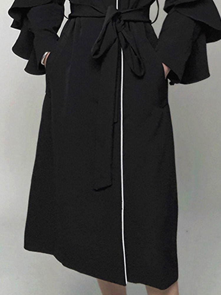 Flare Sleeves High-Waist Belted Coat - Kelly Obi New York