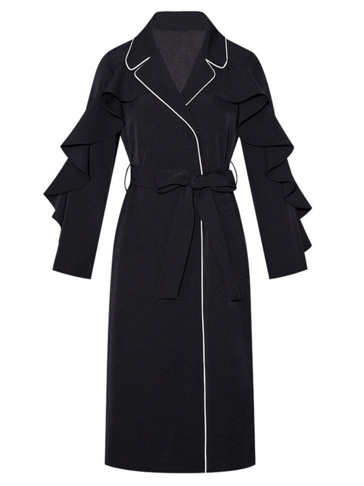 Flare Sleeves High-Waist Belted Coat - Kelly Obi New York