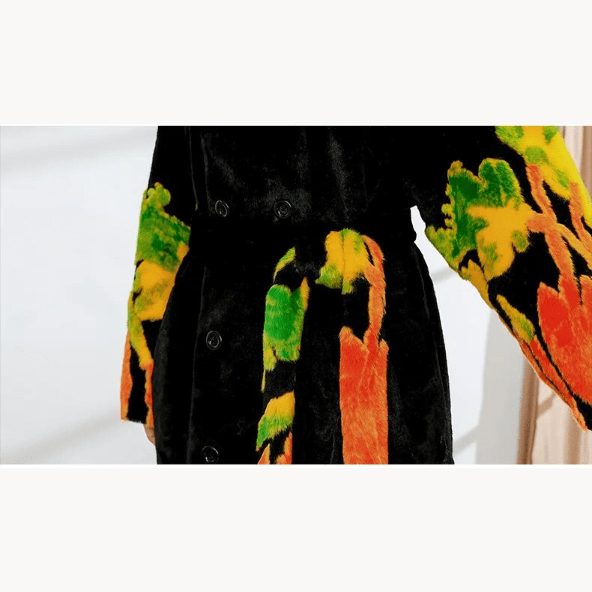 Floral Abstract Double-Breasted Coat - Kelly Obi New York