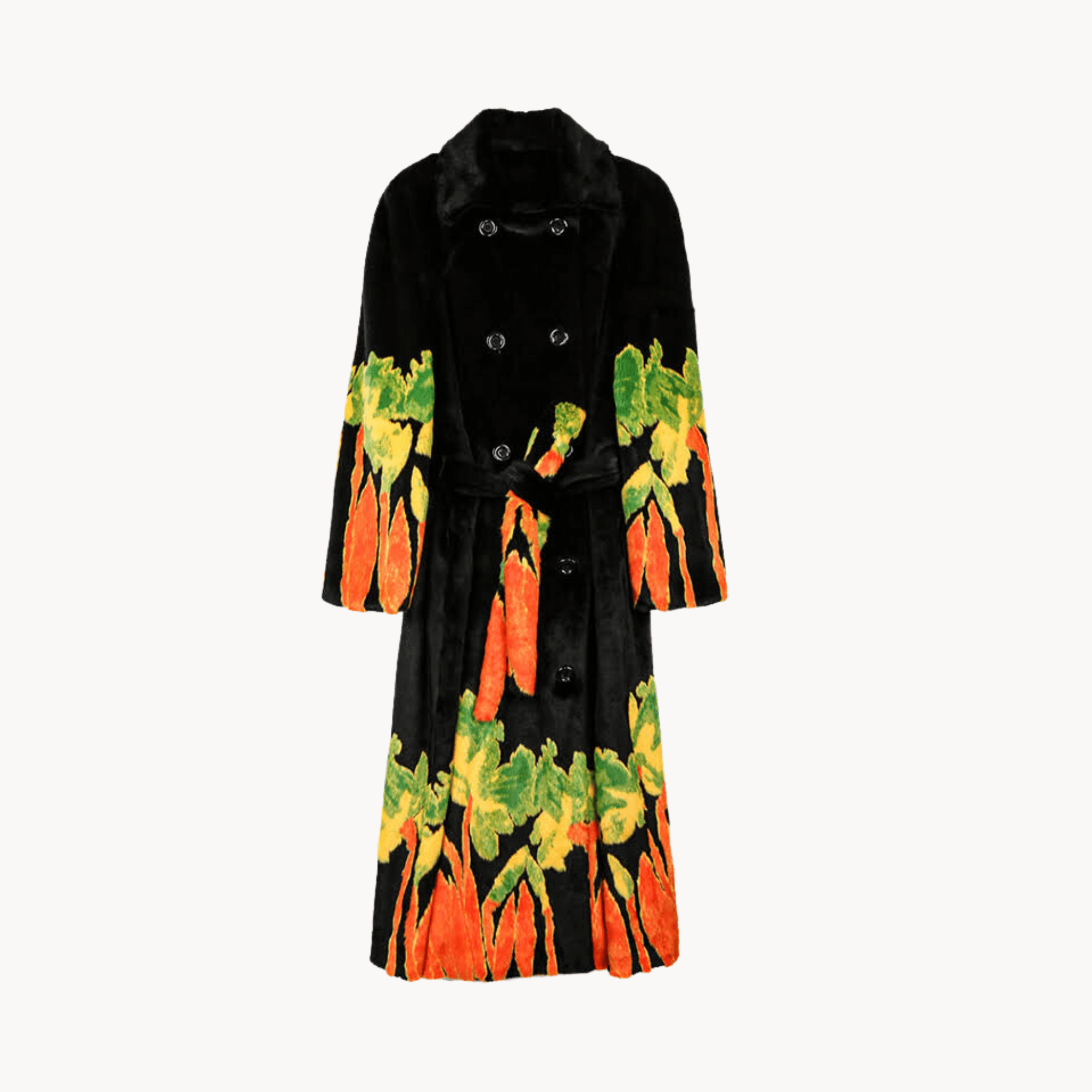 Floral Abstract Double-Breasted Coat - Kelly Obi New York