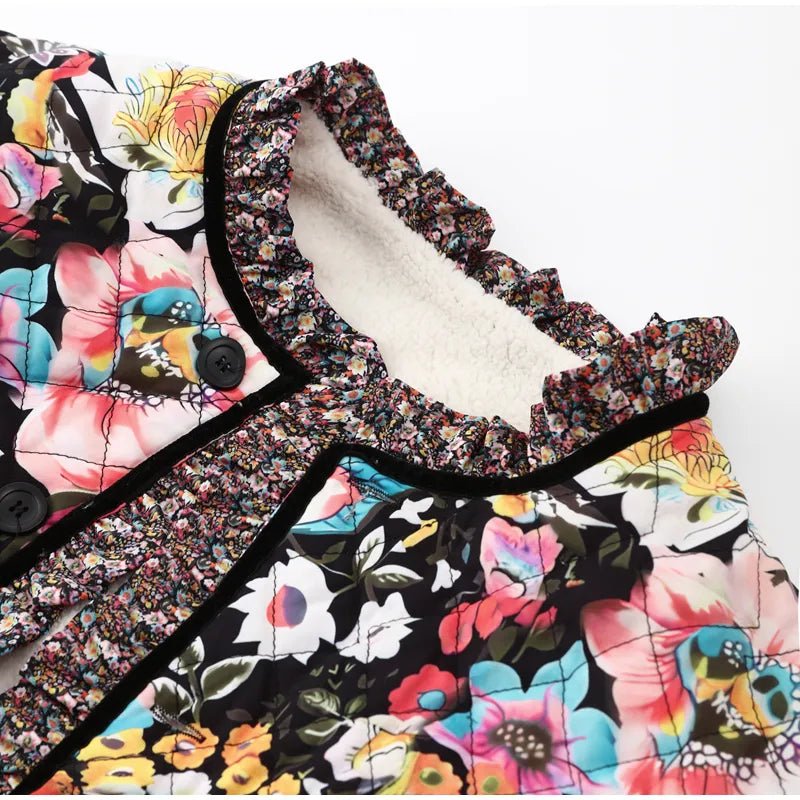 Floral Ruffled Edges Thick Jacket - Kelly Obi New York