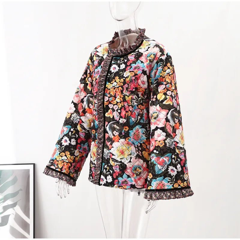 Floral Ruffled Edges Thick Jacket - Kelly Obi New York